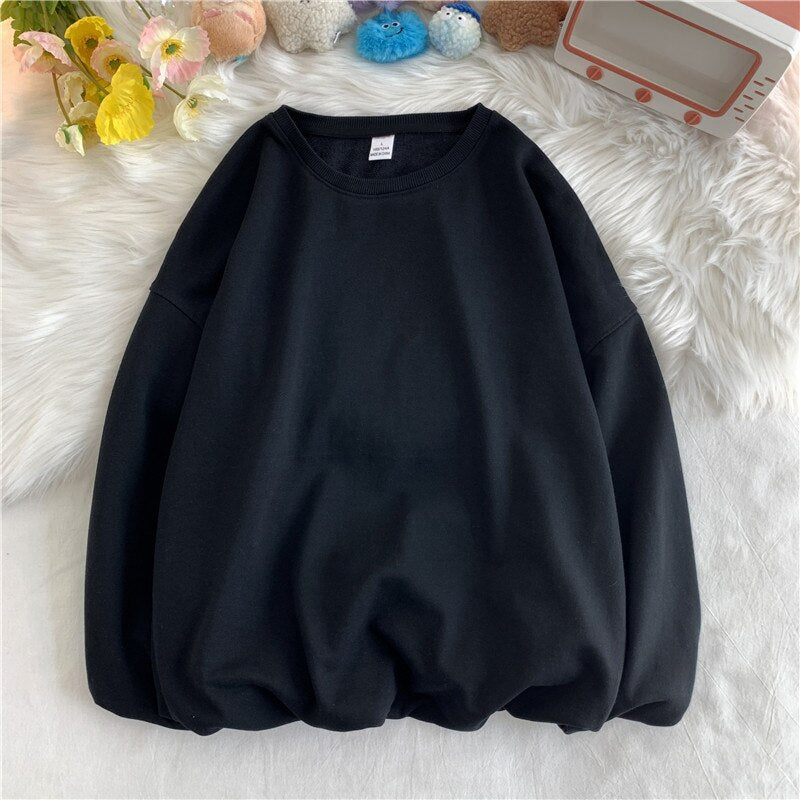 Spring Autumn Solid Loose Round Neck Sweater Mens Korean Fashion Y2k Full Sleeve Pullover Sweater Male Round Neck Casual Tops voguable
