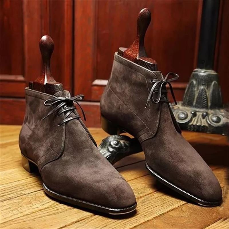Desert Boots Men Boots Faux Suede Solid Color Classic Fashion Business Casual Street Yuppie Lace Up Gentleman Ankle Boots CP029 voguable