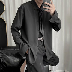 Shirts Men Long Sleeve Solid Simply Teens Handsome Gentle Fashion Clothing All-match Personal Japanese Kpop Streetwear Cozy Ins voguable