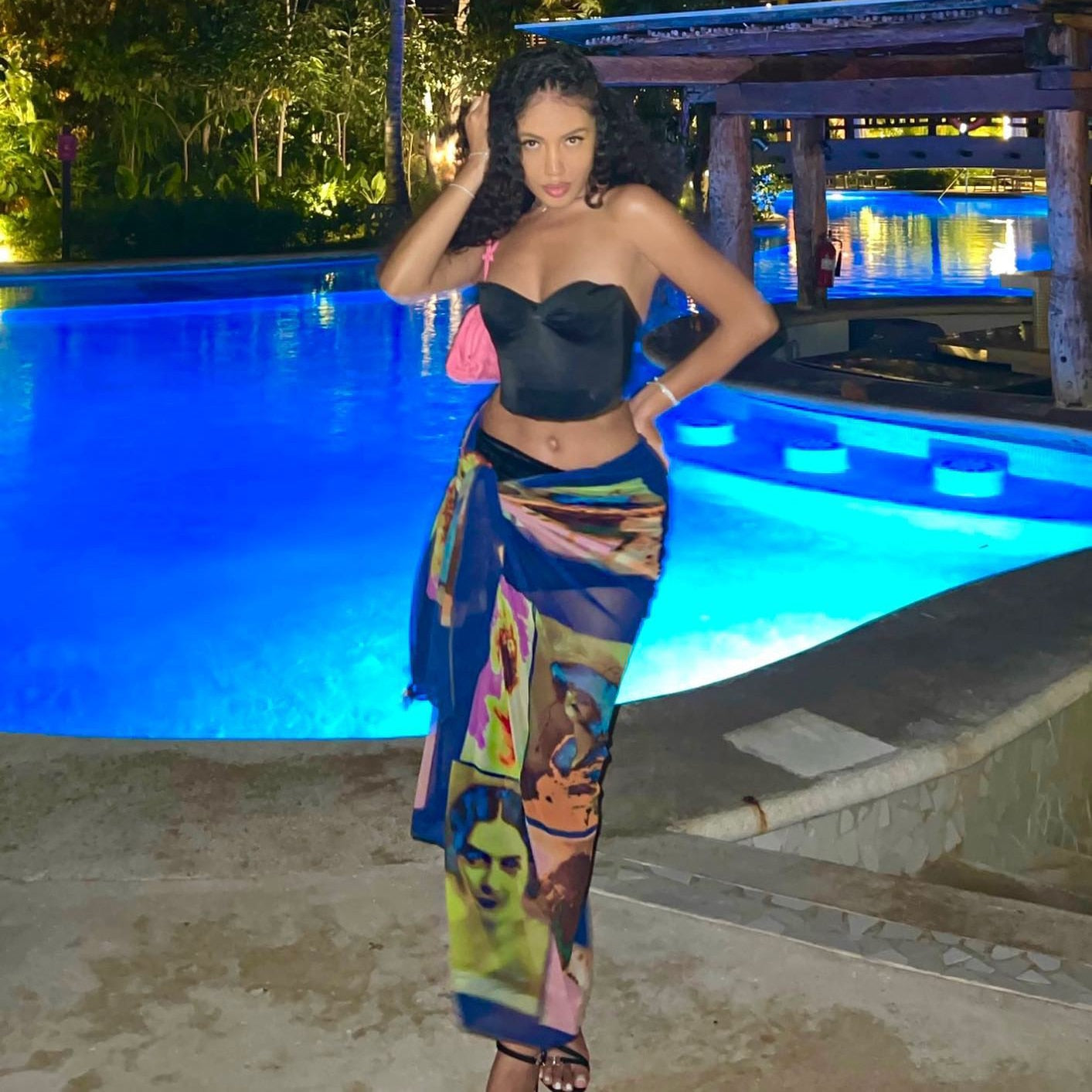 Women Stunning Sexy Mesh Aesthetic Print Skirts  Irregular Shape Unique Style Side Lace Clothing Clubwear Female Outfit voguable