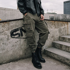 Voguable  2022 Hip Hop Casual Pockets Cotton Track Pants Male Harajuku Fashion Trousers Ribbons Harem Joggers Men Cargo Pants Streetwear voguable