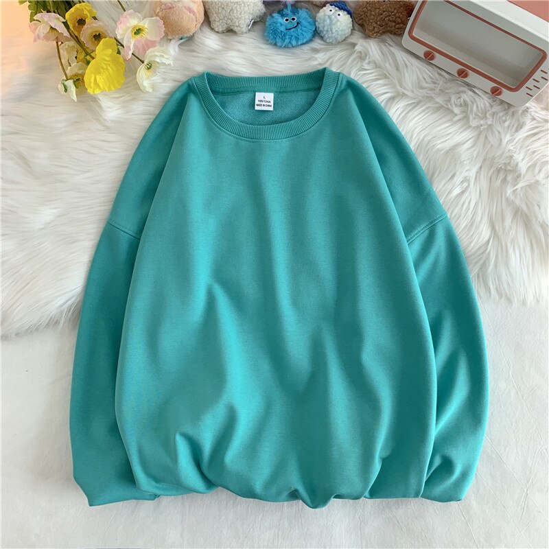 Spring Autumn Solid Loose Round Neck Sweater Mens Korean Fashion Y2k Full Sleeve Pullover Sweater Male Round Neck Casual Tops voguable