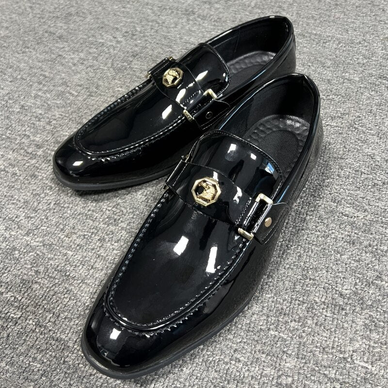 Loafers for Men Buckled Shiny Black Leather Shoes Slip-On Office & Career  Dress Shoes Free Shipping Big Size 38-47 voguable