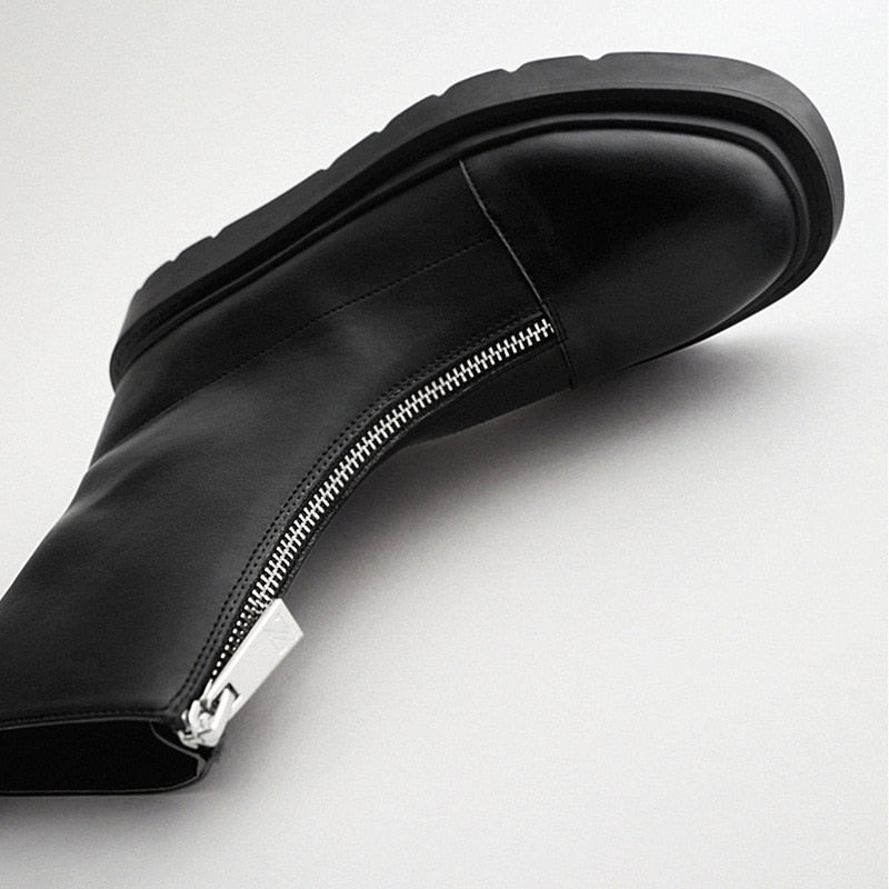 Women's Rubber Boots Boots-Women Luxury Designer Female Shoes Round Toe Clogs Platform Rain Black Mid-Calf Fashion Ladies voguable