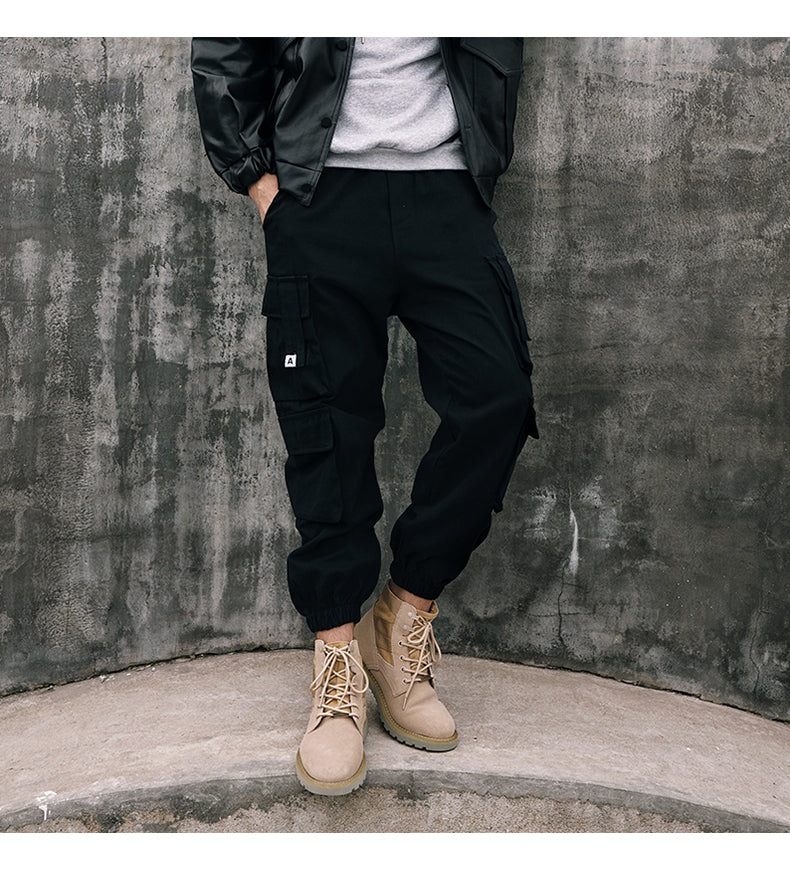 Voguable  2022 Hip Hop Casual Pockets Cotton Track Pants Male Harajuku Fashion Trousers Ribbons Harem Joggers Men Cargo Pants Streetwear voguable