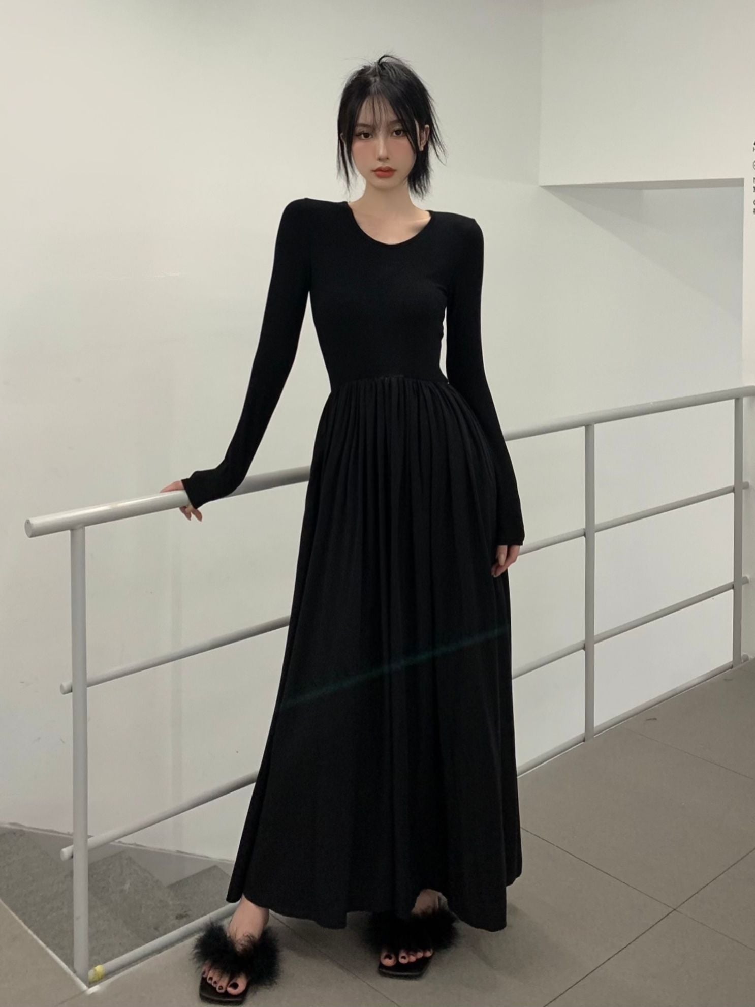 Autumn  New Women Long A Line Big Swing Dress Winter Elegant Casual Long Sleeve Boho Vintage Dresses Female Clothing voguable