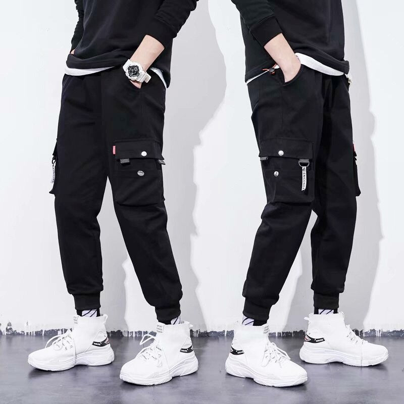 Voguable  Stylish Cargo Pants Men Ribbons Multi Pocket Jogger Male Clothing Oversize Gradient Harem Hip Hop Streetwear Sport Sweatpants voguable