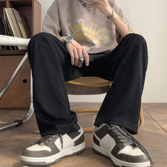Men Casual Pants Retro Japanese Simply All-match Trouser Handsome Korean Streetwear Fashion Drawstring Teens Students Pantalones voguable