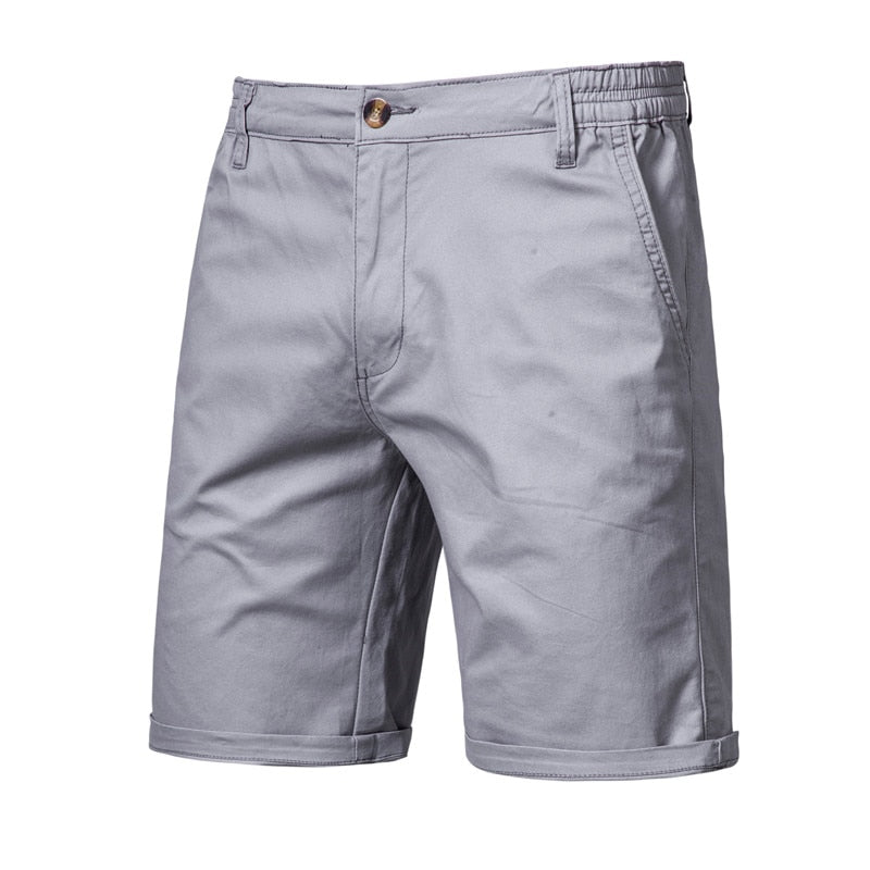 Voguable 2022 New Summer 100% Cotton Solid Shorts Men High Quality Casual Business Social Elastic Waist Men Shorts 10 Colors Beach Shorts voguable