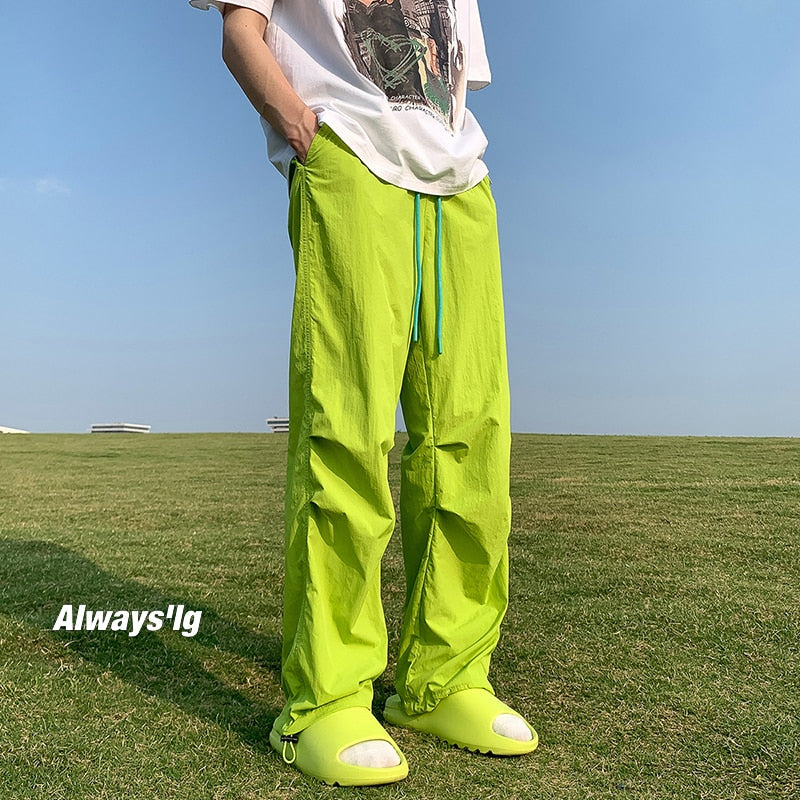 Summer Thin Nylon Pants Y2k Colorful Solid Women Quick Drying Pants Hip Hop Girls Loose Pant Streetwear Female Trousers 5xl voguable