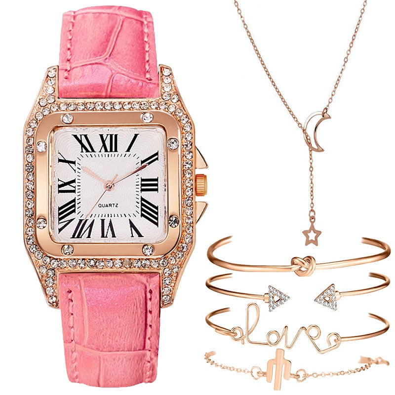 Voguable   2022 Women Watches Bracelet set Starry Sky Ladies Bracelet Watch Casual Leather Quartz Wristwatch Clock Relogio Feminino voguable