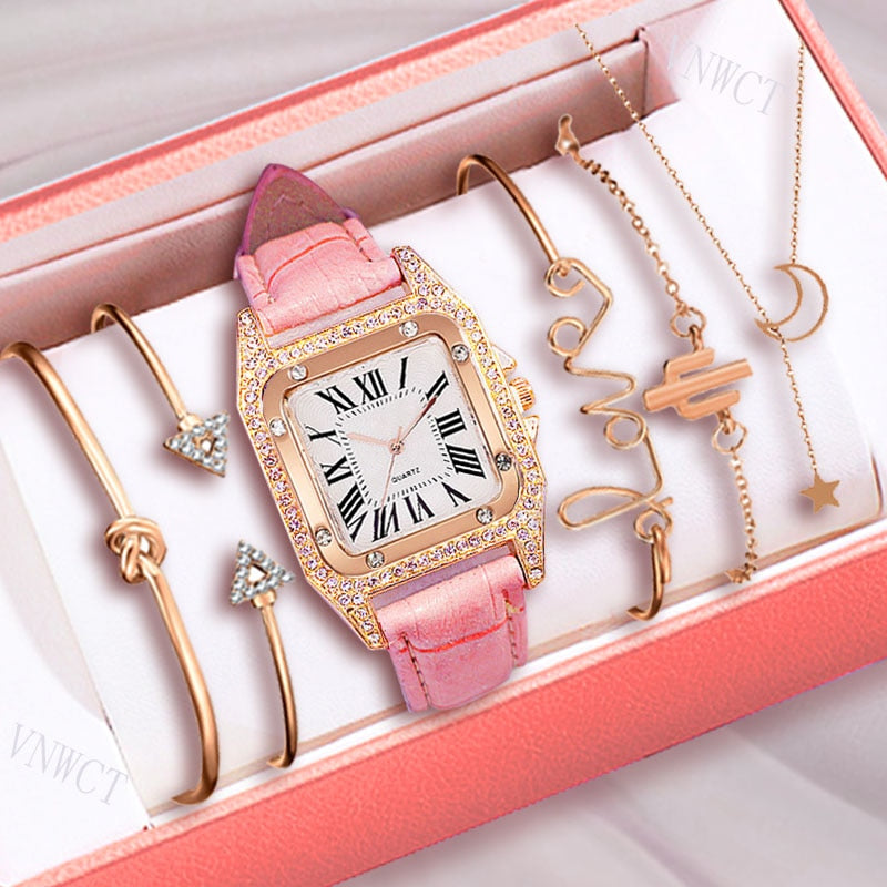 Voguable   2022 Women Watches Bracelet set Starry Sky Ladies Bracelet Watch Casual Leather Quartz Wristwatch Clock Relogio Feminino voguable