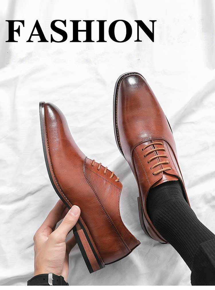 Oxford Shoes Men Shoes British Solid Color Glossy PU Classic Square Toe Lace-up Fashion Casual Wedding Party Dress Shoes CP38 voguable