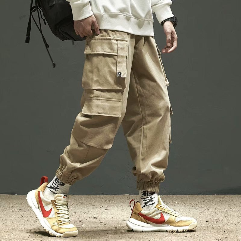 Voguable  2022 Hip Hop Casual Pockets Cotton Track Pants Male Harajuku Fashion Trousers Ribbons Harem Joggers Men Cargo Pants Streetwear voguable