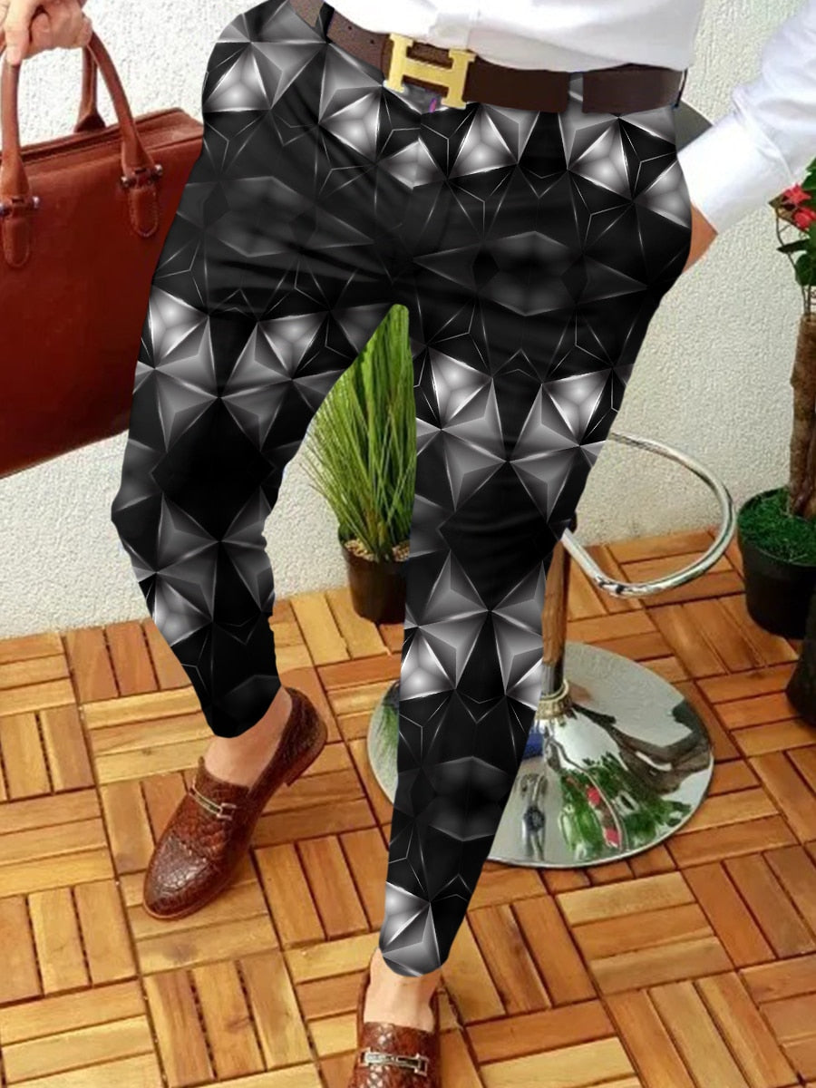 Voguable 2022 New Smart Casual Fashion Men's Pants polka dot pattern Pants Thin Mid Waist Jogger Casual Trousers Suit Pants voguable