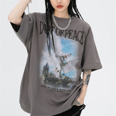 Voguable Men T-shirt O-neck Cotton Dove of Peace Print Top Tees 2022 Harajuku Streetwear Casual Short Sleeve Hip Hop Men's Clothing voguable