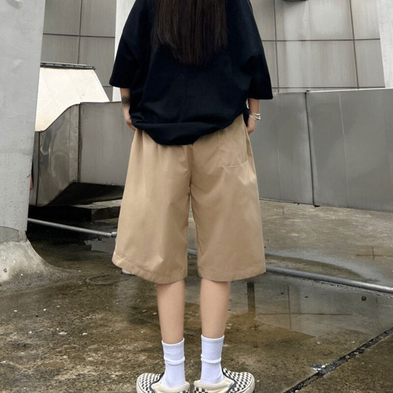 Shorts Men Summer Thin Casual Loose брюки Solid Teens Fashion Simple All-match Unisex Chic Daily Students Elastic Waist Youth voguable