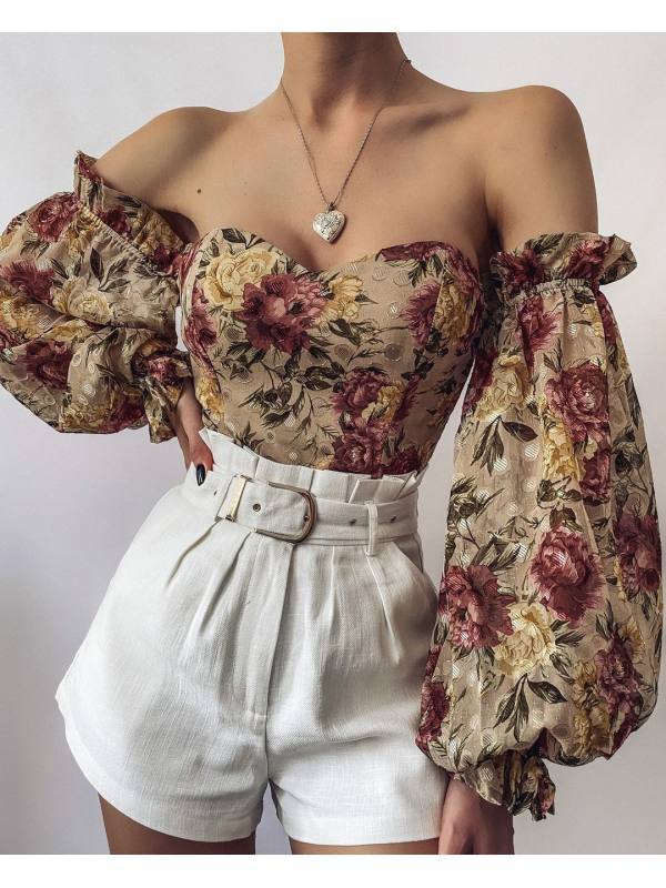 Voguable Foridol Elegant Long Sleeve Summer Spring Chiffon Blouse Shirt Women Off The Shoulder Beach Boho Tops 2022 Blusas De Mujer voguable