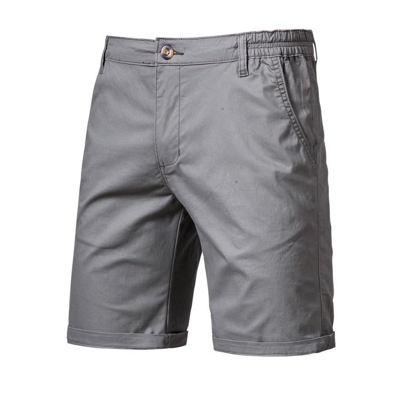 Voguable 2022 New Summer 100% Cotton Solid Shorts Men High Quality Casual Business Social Elastic Waist Men Shorts 10 Colors Beach Shorts voguable
