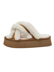 Slippers Casual Shoes Flock Platform Med Slipers Women Fur Flip Flops Slides Luxury Flat Plush PU Rubber Basic Fur Shoes Wo voguable