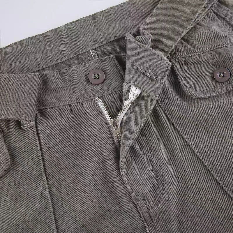 Voguable  Fashion American Trousers High Street Retro Gray Cargo Pants  Woman Sexy Low Waist Baggy Pants Casual Trousers Streetwear voguable