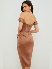 High Quality Satin Bodycon Dress Women Party Dress New Arrivals voguable