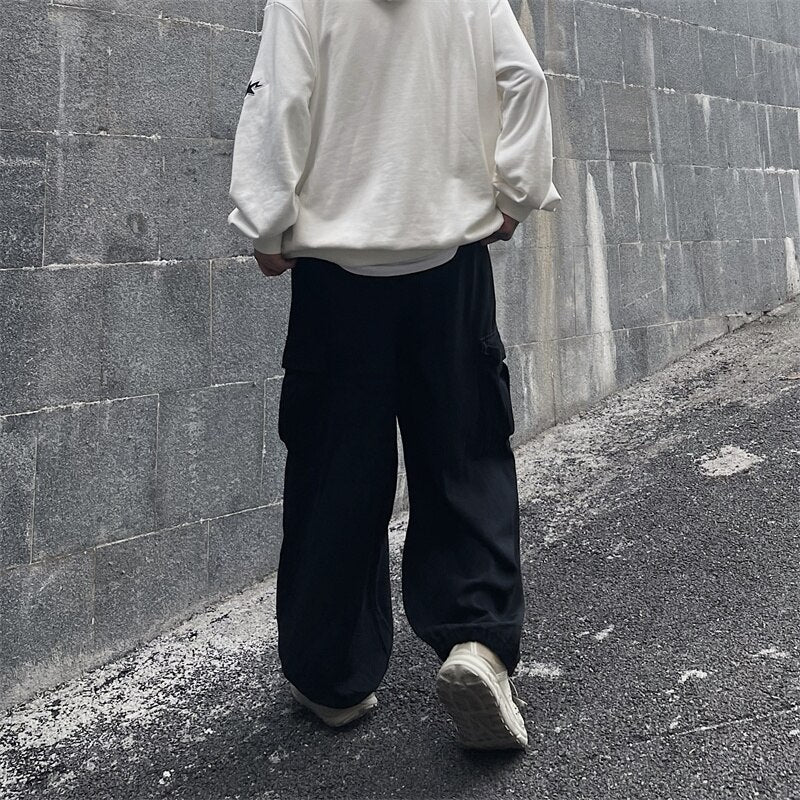 Pants Men All-match Casual Big Pockets Baggy Autumn Simply Streetwear Trouser Male Штаны Students Japanese Handsome Cool Couple voguable
