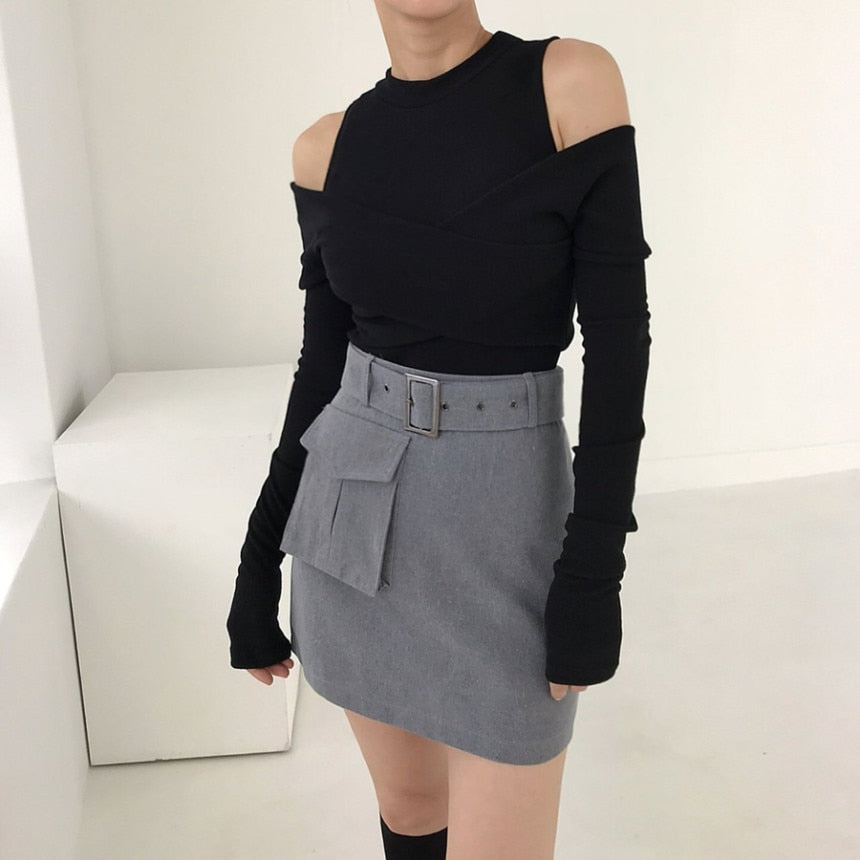 New Fashion Spring Autumn Hollow Out Long Sleeve Tops Woman Casual Basic Solid T-Shirt Korean Chic Bottoming voguable