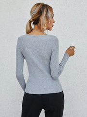 Voguable Summer To Autumn Women Long Sleeve V Neck Button Stretchable Pullover Korean Sweater Femme Jersey Knitted Pull Jumper Clothes voguable