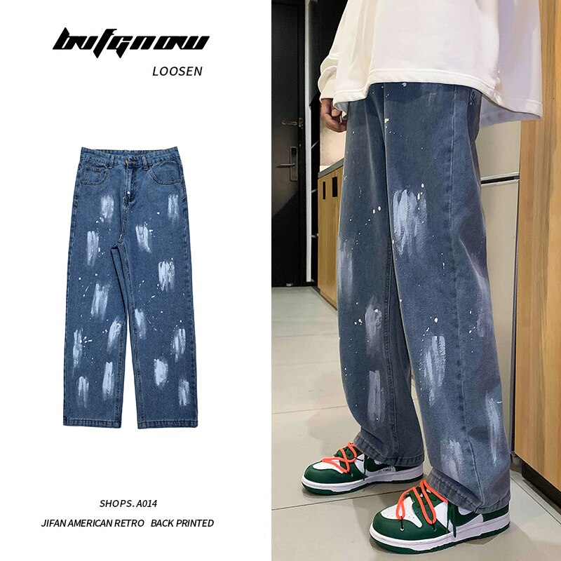Hip Hop Funny Printed Men Jeans Streetwear Man Straight Trousers Male Casual Denim Long Pants 5XL voguable
