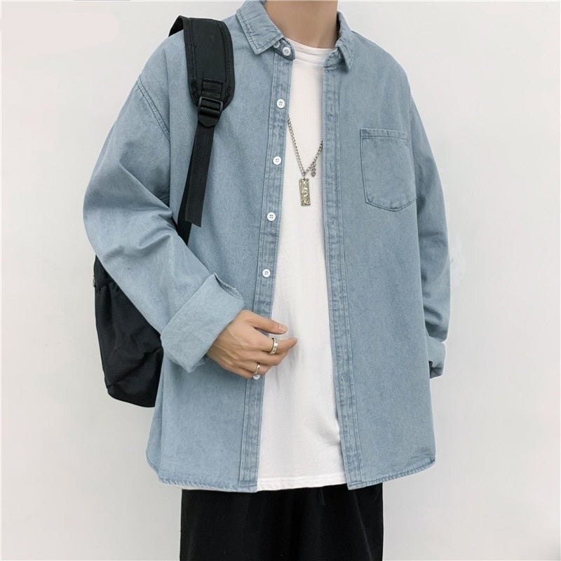 Shirts Men Retro Popular Japanese Fashion Streetwear Cargo All-match Long Sleeve Handsome Ulzzang Teens Students Simply Casual voguable