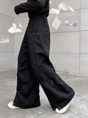 Men Pants Darkwear Pleats Loose Wide Leg Trousers Trend Solid Color New Autumn Fashion Pocket Male Japanese 9A5642 voguable