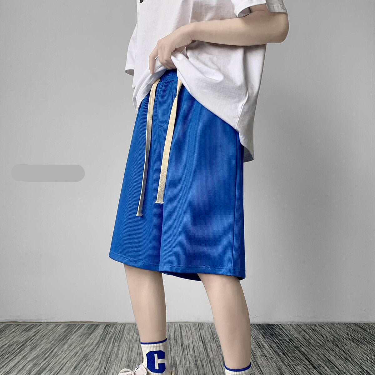 Summer New Ice Silk Cool Sports Shorts Solid Color Mens Capris Baggy Straight Korean Trend Y2k Short Pants Male Sportswear voguable