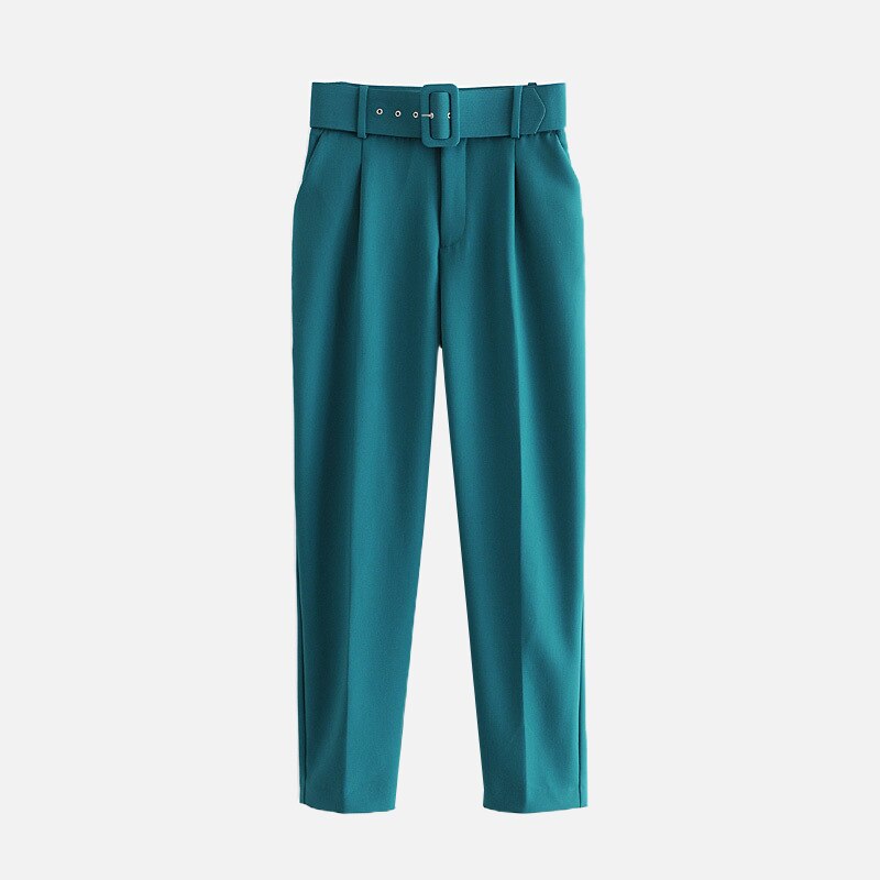 Voguable  Women's Pants High Waist With Belt Classic Pockets Office Lady Ankle Length Trousers Female 2022 Spring Fashion Pink Harem Pants voguable