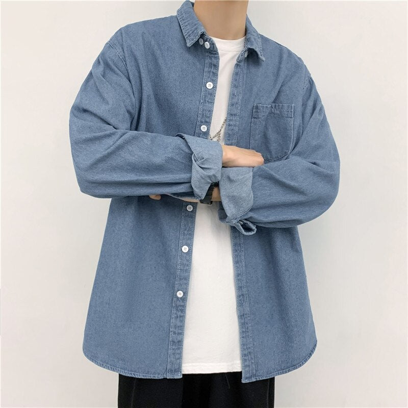 Shirts Men Retro Popular Japanese Fashion Streetwear Cargo All-match Long Sleeve Handsome Ulzzang Teens Students Simply Casual voguable