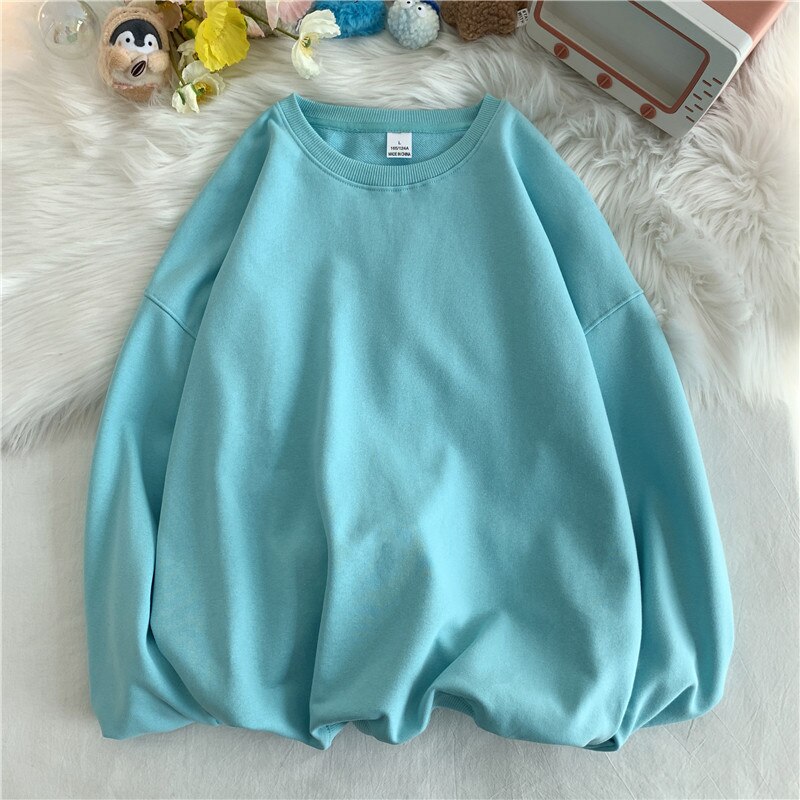 Spring Autumn Solid Loose Round Neck Sweater Mens Korean Fashion Y2k Full Sleeve Pullover Sweater Male Round Neck Casual Tops voguable