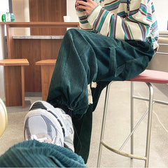 Corduroy Pants Men Fashion Oversized Cargo Pants Men Japanese Streetwear Hip-hop Loose Straight Wide Leg Pants Mens Trousers voguable