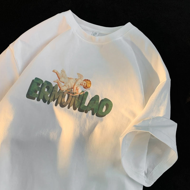 Cute Angel Baby Graphic Women's Tshirt Summer Harajuku Short Sleeve T-shirt Casual Oversize T Shirt Women Clothing voguable