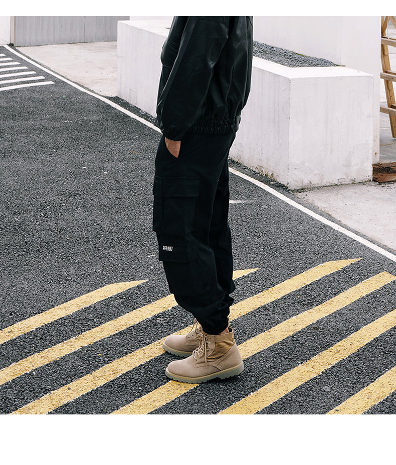 Voguable  2022 Hip Hop Casual Pockets Cotton Track Pants Male Harajuku Fashion Trousers Ribbons Harem Joggers Men Cargo Pants Streetwear voguable
