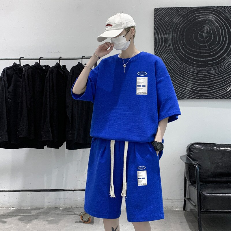 Sets Men Casual Joggers Summer Loose Trendy Handsome Shorts T-shirts 2 Pcs Outfits All-match Clothing BF New Arrival Streetwear voguable