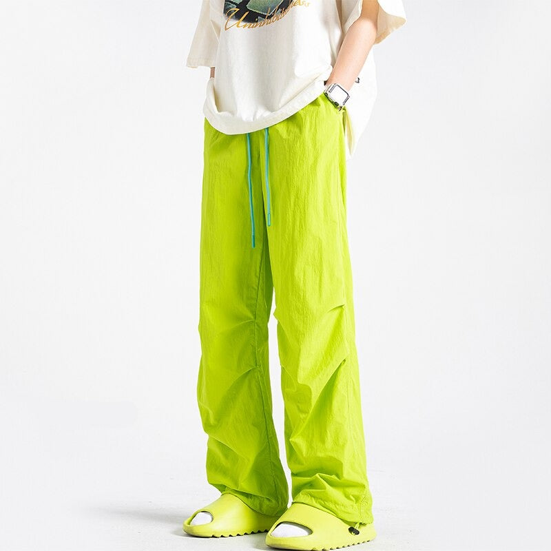 Summer New Solid Color Casual Pants Men Thin Loose Trend Paratrooper Ice Silk Pants Man Streetwear Y2k Trousers Oversized M-5XL voguable