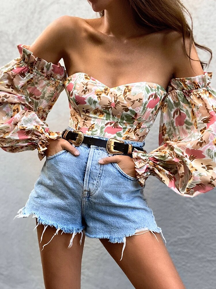 Voguable Foridol Elegant Long Sleeve Summer Spring Chiffon Blouse Shirt Women Off The Shoulder Beach Boho Tops 2022 Blusas De Mujer voguable