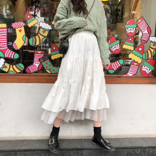 Boho Long Skirt for Women Skirts Harajuku Korean Style White Black Maxi Skirt for Teenagers High Waist Skirt School Skirts voguable