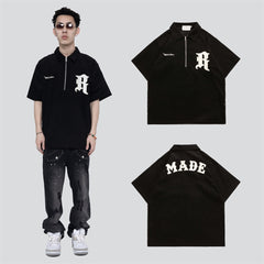 Voguable Men T-shirt Corduroy Turn-down Collar Cotton Polo Tops Harajuku Streetwear Casual 2022 Summer Short Sleeve Oversized Men's Shirt voguable