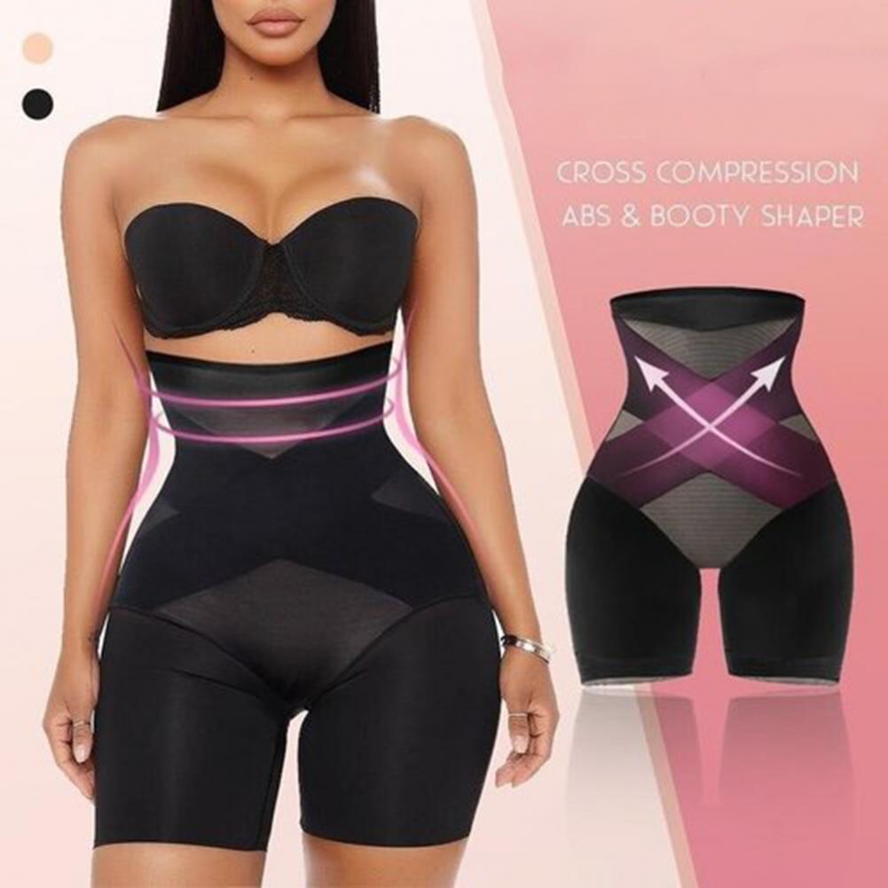 Voguable Cross Compression Abs Shaping Pants Tighten Underwear Women High Waist Panties Slimming Shapewear for Daily Wear voguable