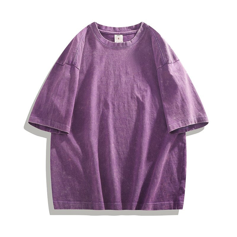 Solid Color Batik Acid Washed T-shirts Women Summer Oversized Tees Streetwear Female Short Sleeve Tshirt Clothes voguable