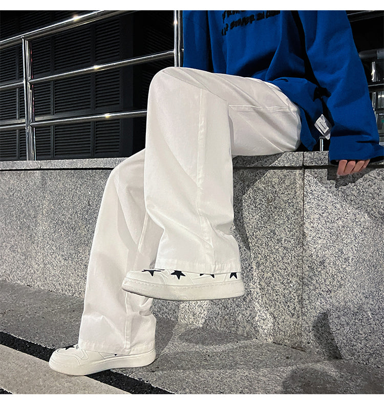 Voguable  Fashion Long Oversized Pants Men Streetwear Clothing Solid Cotton Straight Trousers Khaki White Green White Casual Pants Man voguable