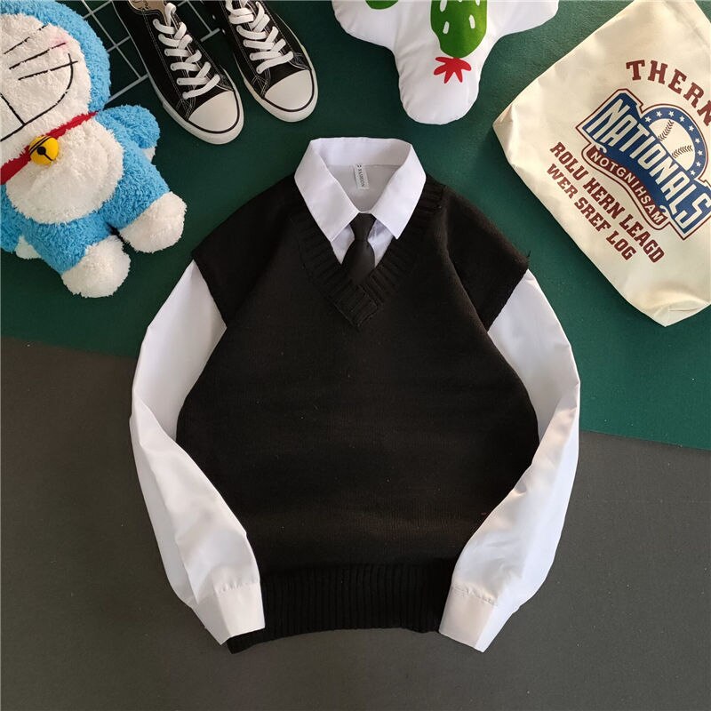 Sweater Vest Men Knitting V-neck Sleeveless Loose Casual Spring New Arrival Trendy Simple All-match Ins Clothing Basic Harajuku voguable
