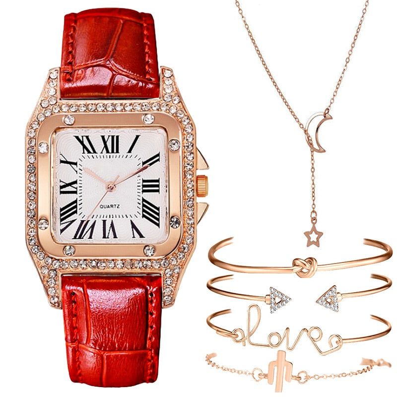 Voguable   2022 Women Watches Bracelet set Starry Sky Ladies Bracelet Watch Casual Leather Quartz Wristwatch Clock Relogio Feminino voguable