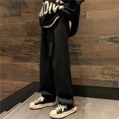 Casual Pants Men Corduroy High Street Fashion All-match Loose Wide Leg Trousers Baggy Drawstring Solid Simple Clothing Popular voguable